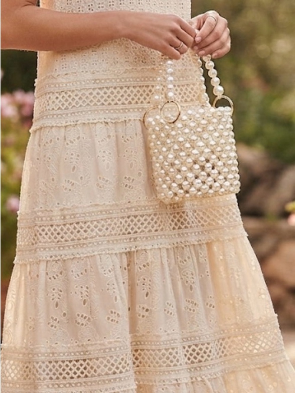 Pearl Beaded Bucket Bag, Vintage Style Statement Purse, Wedding Guest Bag - Picture 6 of 6